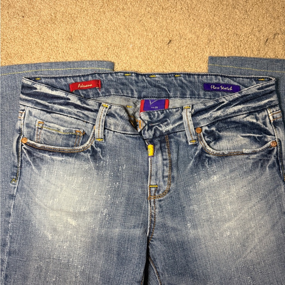 Vigoss Blue Distressed Women's Flare Stretch Jeans
